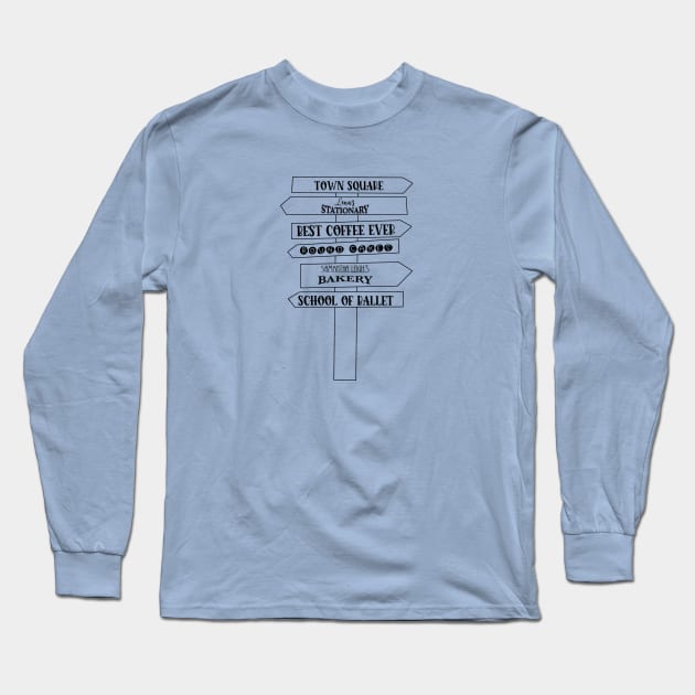 Direction Sign Outline 2 Long Sleeve T-Shirt by CaffeinatedWhims